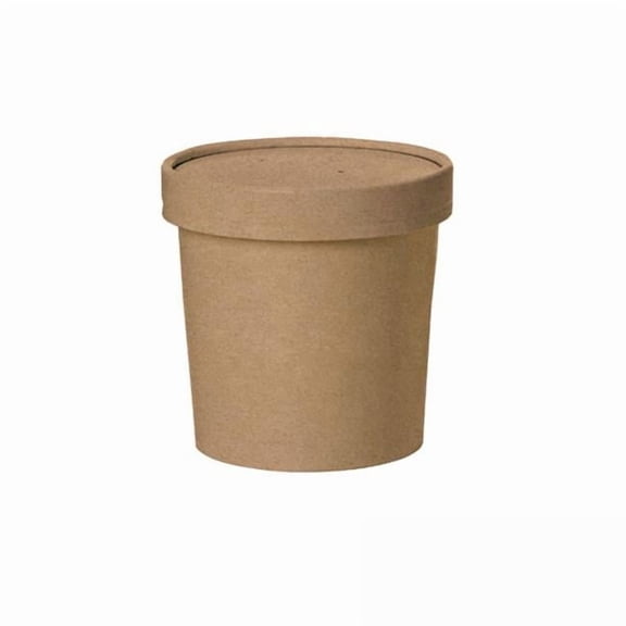Packnwood Brown Kraft Soup Cup with Lid - 12 oz 3.5in. Dia. x 3.4in.