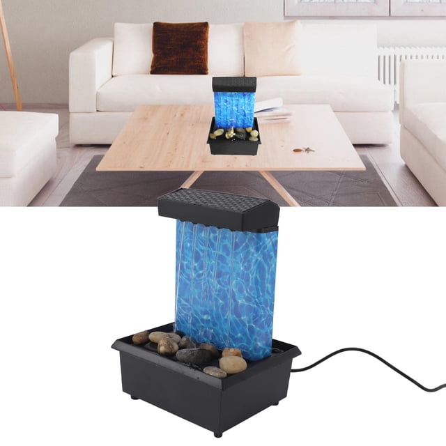 Indoor Water Fountain, Relaxing USB Cable 5V Waterfall Light Show Tabletop Water Fountain with Natural River Rocks for Home