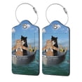 thumbnail image 5 of Rocae Two Brave Cats Are Floating On The Sea Iceberg for Leather Luggage Baggage Tags ID Label Privacy Cover ID Label with Stainless Steel Loop and Address Card, 5 of 5