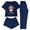Navy#1, variant on Jamicy Comfy Pajamas for Women 3pcs Home Casual Pajamas Short Sleeves Tops with Shorts Long Pants Set Pajamas Set