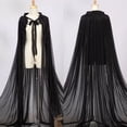 thumbnail image 5 of Byfri Sheer Chiffon Long Cape Flowing Hoodless Cloak Outerwear for Weddings & Themed Events 150cm Black, 5 of 7