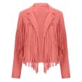 thumbnail image 7 of BSDJILFG Fleece Jacket for Women Faux Leather Suede Retro Western Cowgirl Cropped Tassel Cardigans Winter, 7 of 7
