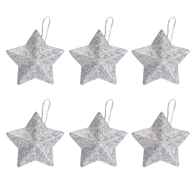 6 Adornos Colgantes para de Navidad con Diseño de Flor de Pascua, Decoración de Regalo de Cumpleaños, Decoración Navideña para El Hogar, Plata