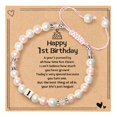 thumbnail image 1 of Pulsera MIXJOY Feliz 1er Cumpleaños con Cuentas Rosas y Perlas Brillantes, 1 of 7