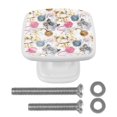 thumbnail image 1 of 4 Pieces Set Drawer Pulls Handle Square Wardrobe Cabinet Knobs with Stainless Steel Screws Furniture Kitchen Decor, 1 of 5