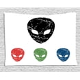 thumbnail image 1 of Outer Space Decor Tapestry, Grunge Illustration of Surreal Alien Head with Motley Effects Threat Forms, Wall Hanging for Bedroom Living Room Dorm Decor, 80W X 60L Inches, Red Green, by Ambesonne, 1 of 2