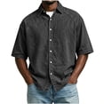 thumbnail image 3 of RongHuan Button Down Shirts for Men Casual Short Sleeve Cotton Shirt Summer Beach Outdoor Tops with Pocket, 3 of 8