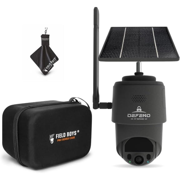 TACTACAM Defend 360 Cellular Security Camera, 4K Photos, 1080p Video, Solar Panel with Rechargeable Battery, 360 Pan/Tilt/Zoom, Weather-Resistant, Includes Field Boys Case