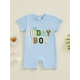 thumbnail image 2 of FEORJGP Infant Boy Summer Jumpsuit Newborn 3M 6M 12M 18M Short Sleeve Bodysuit Letter Embroidery Pattern Round Neck Romper Toddler Baby Loose Casual Daily Clothes, 2 of 9