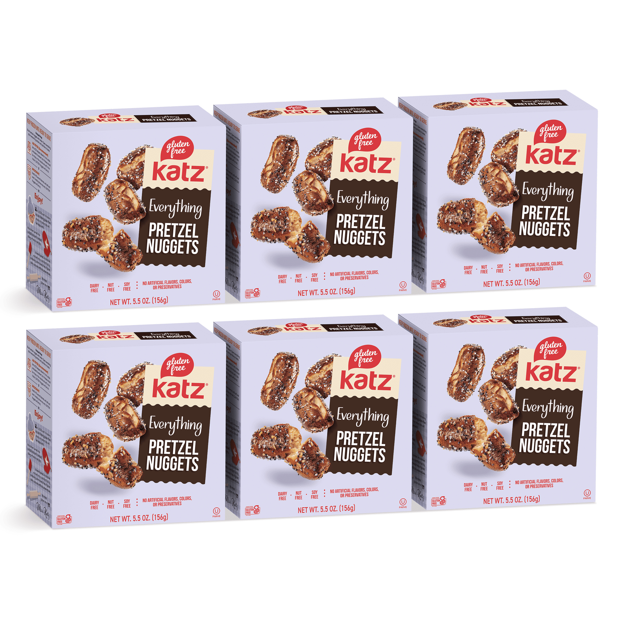 Katz Gluten-Free Everything Soft Pretzel Nuggets |Gluten-Free Dairy Free Nut Free Soy Free Kosher | (6 Pack 5.5 Ounce Each)