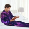 thumbnail image 6 of Sikiie Purple Starry Sky Antelope Mens Pajama Set, Soft Warm Long Sleeve Sleepwear, Cozy Button-Down Pjs for Men-Small, 6 of 7