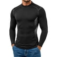 thumbnail image 2 of ZVAVZ Mens Stand Collar Athletic Shirt Long Sleeve Slim Fit T-Shirts Crew Neck Gym Workout Tee Shirt Bodybuilding Running Tops Black S, 2 of 9