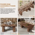 thumbnail image 6 of ChVans 70"-93" Extendable Dining Table for 8 10 12, Rectangular Wood Kitchen Table with Fluted Base and Storage, Double Pedestal Modern Farmhouse Dining Table for Living Room, Walnut, 6 of 10