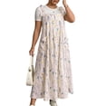 thumbnail image 3 of Robe Maxi d'Été Grande Taille pour Femmes, Sans Manches, Bretelles Spaghetti, Longue, Plage, Fleurs Roses, TG, 3 of 7
