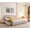 Pink, variant on Queen Size Thick Boucle Platform Bed Frame with Upholstered Curved Headboard & 4 Storage Drawer