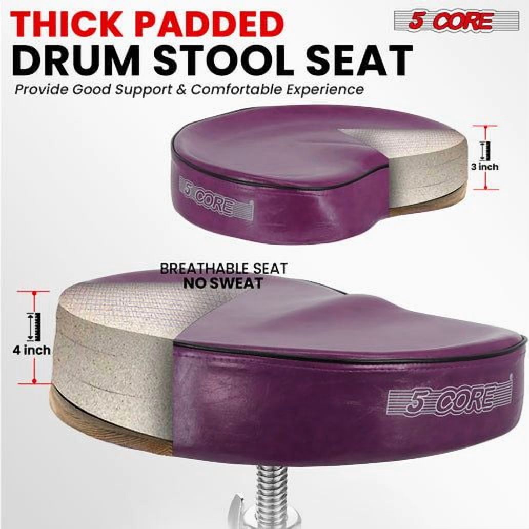 Drum Throne Padded Guitar Stool Saddle Drummer Seat for Adults and Kids - Purple