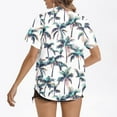 thumbnail image 4 of Aloohaidyvio Hawaiian Shirts for Women Summer Cool Hawaii Floral Tropic Print Blouses Beach Short Sleeve Button Up Tops, 4 of 5