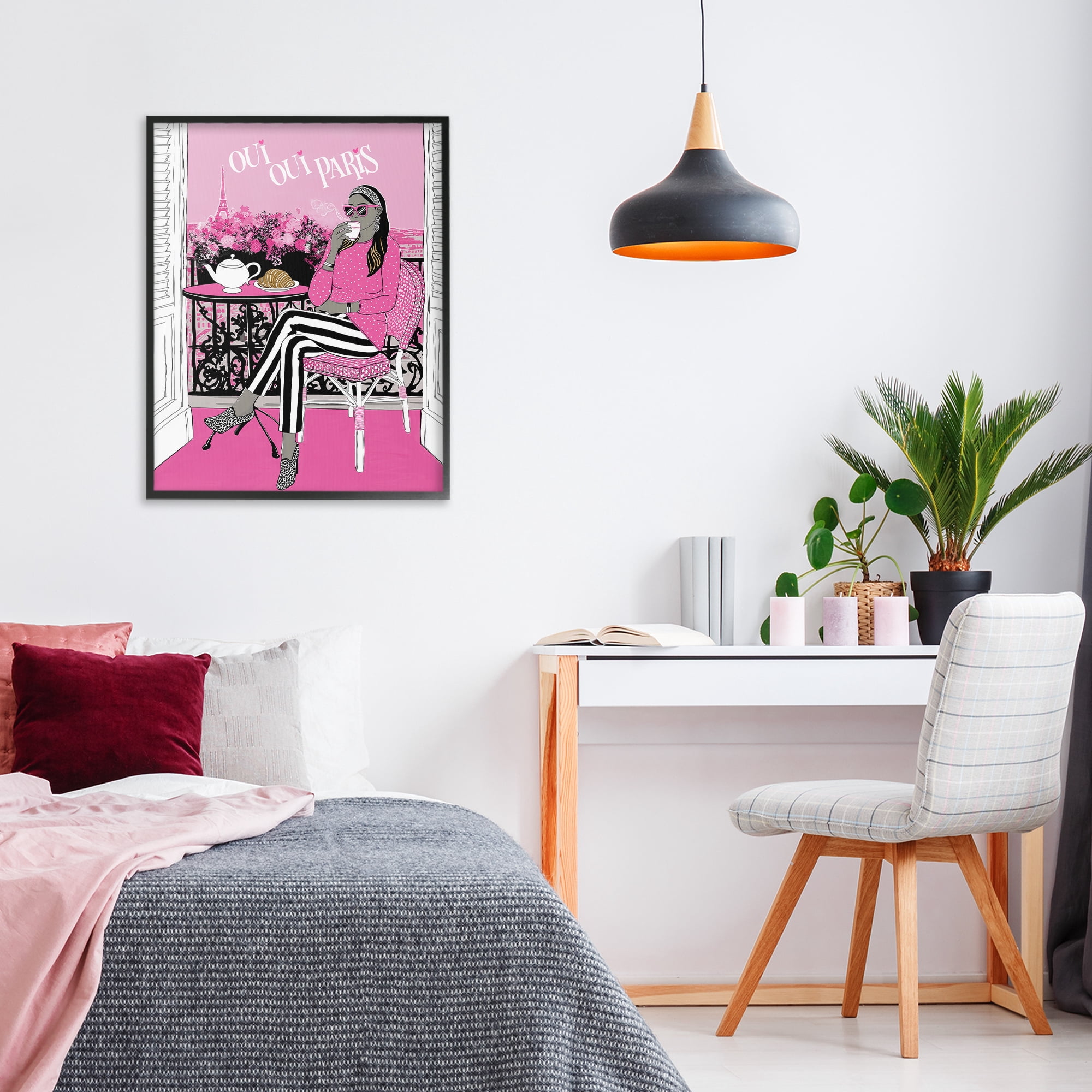 Stupell Industries Oui Oui Parisian Cafe Morning Black Framed Giclee Art, design by Jess Stempel