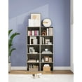 thumbnail image 4 of 5-Tier Narrow Bookshelf for Small Spaces, Vertical Wood Bookcase and Storage Organizer for Bedroom, Living Room, or Home Office, Grey Oak Finish, 4 of 6