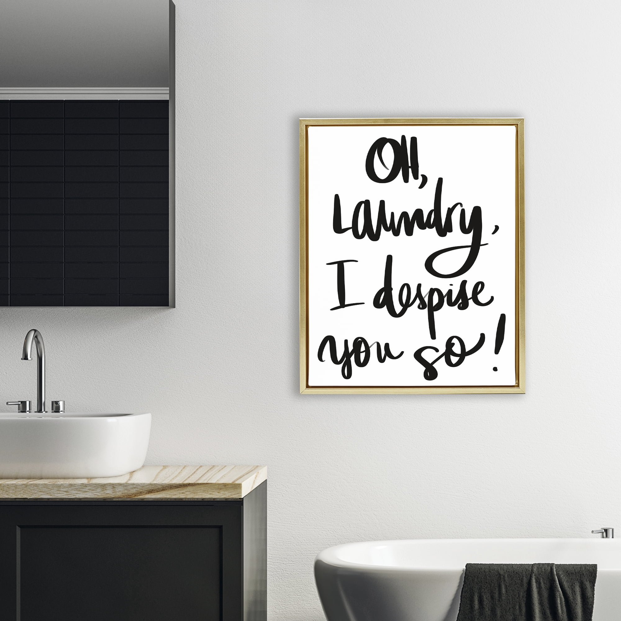 Stupell Industries Laundry I Despise You Gold Framed Floater Canvas Wall Art, design by SD Graphics Studio