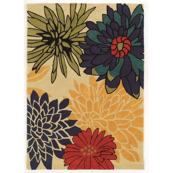 Linon Home Decor Trio Area Rug Collection, Ivory and Multicolor, 1.83' x 2.83'