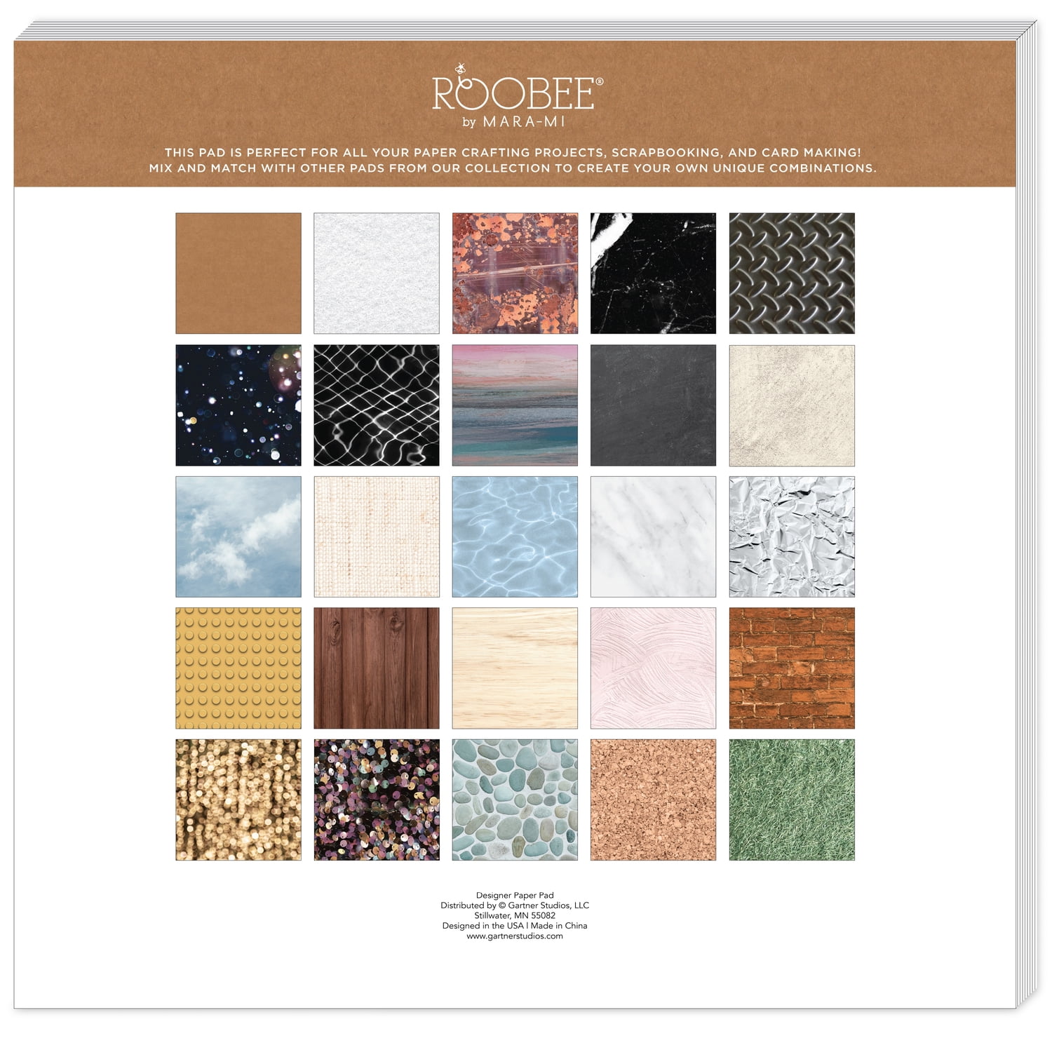 Roobee by Mara Mi Texture Paper Pad - 12" x 12" - 24 lb/ 100 GSM, 50 Sheets