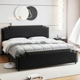 thumbnail image 3 of Full/Queen/King Size Bed Frame, Velvet Upholstered Platform Bed Frame with Rivet Decor Headboard, Strong Wood Slat Support, No Box Spring Needed, 3 of 9
