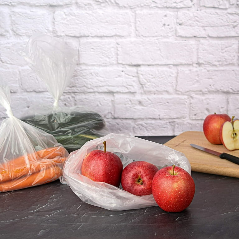 Produce Bags Roll - 12x16 Inches, Clear Food Storage Bags for Vegetables  and Fruits, 350 Bags/Roll, Bread Bags, Grocery Bags, Plastic Bag Roll (1  Roll) 