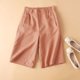 thumbnail image 3 of Pantalones cortos de mujer con cintura elástica y pierna ancha: pantalones informales con cordón, bolsillos laterales, tejido ligero, tallas M-XXXL, verano/todas las ocasiones., 3 of 5