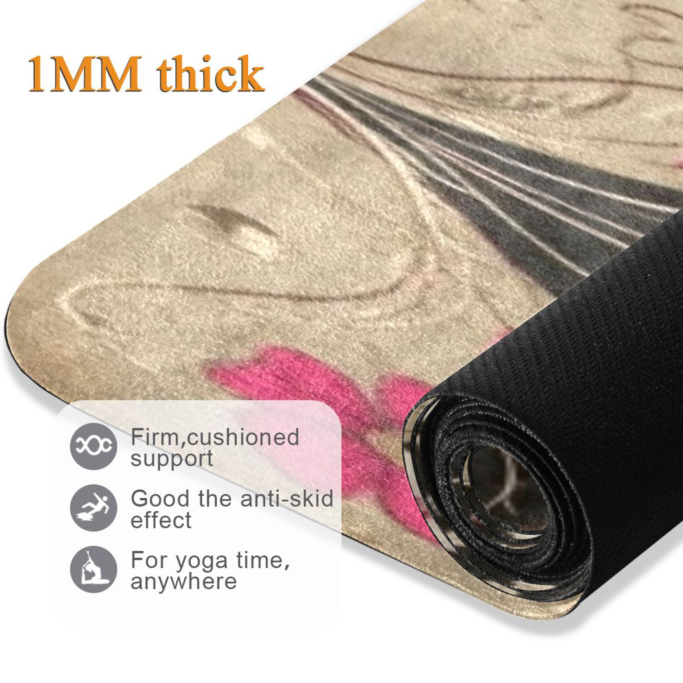 BZSMCE Yoga Mat Women Fitness Mat Floral Heart Duality Pattern