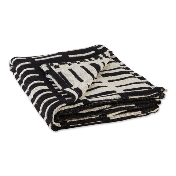 Black and White Rectangular Jacquard Cotton Decorative Throw 50" x 60"