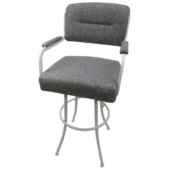 Swivel Extra Tall 34-35" Bar Stool - M-110 Mojave Gray Fabric on White Metal