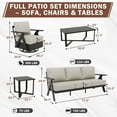 thumbnail image 3 of EAGLE PEAK Urban Slate 7 Piece Modern Outdoor Patio Furniture Set, Couch, 4 Swivel Chairs, Coffee Table, and Side Table, Black/Gray, 3 of 9