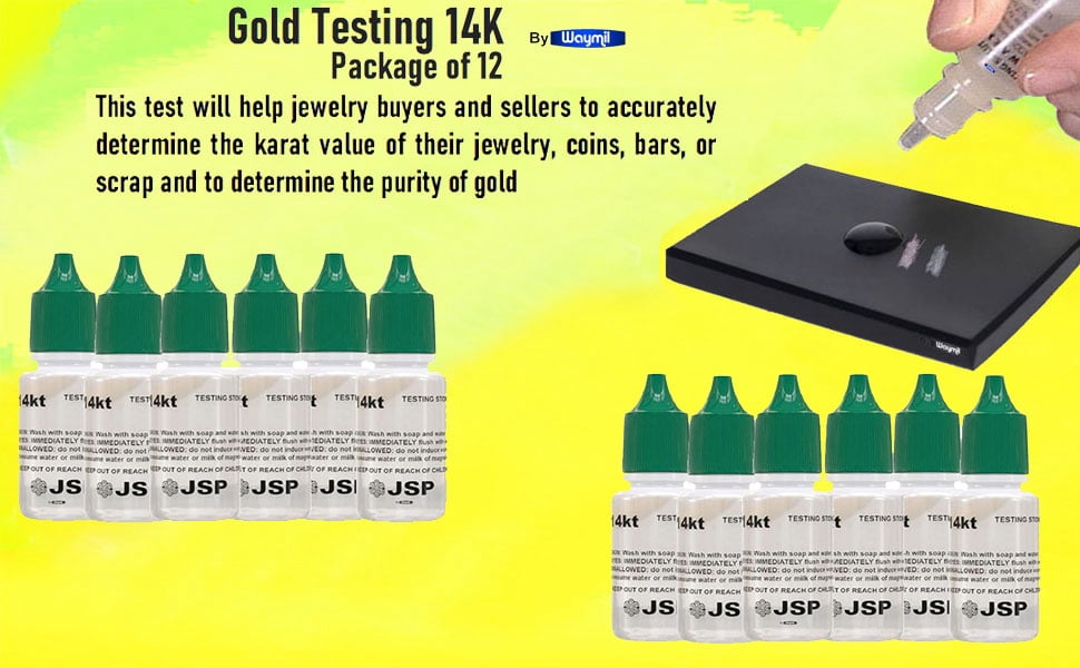 12 Bottles 14K Gold Test Solution Jewelry Metal Testing Kit for Jewelry & Metals