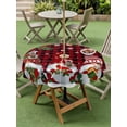 thumbnail image 3 of Outdoor Tablecloth with Umbrella Hole and Zipper, Christmas Gnomes Round Table Cloth 60 Inch Waterproof Tablecloth, Buffalo Plaid Joy Pine Branch Cardinal Birds Picnic Table Cover for Patio Camping, 3 of 7