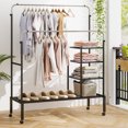 thumbnail image 4 of Costway Rolling Clothes Drying Rack Double Rods Garment Rack with Height Adjustables Silver, 4 of 10