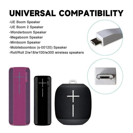 LASJPOB-5V Wall Fast Charger for UE Ultimate Ears Power Up Charging Dock Boom 3 Speakers MEGABOOM 3 Blast MEGABLAST Wonderboom Roll USB Charge Cable QC3.0 Adapter Cord Wire White