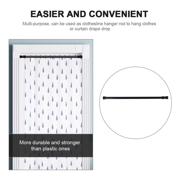 Homoyoyo 2-Pack Adjustable Black Shower Curtain Rods, Windproof and Rust Resistant, Bathroom Accessories for Home