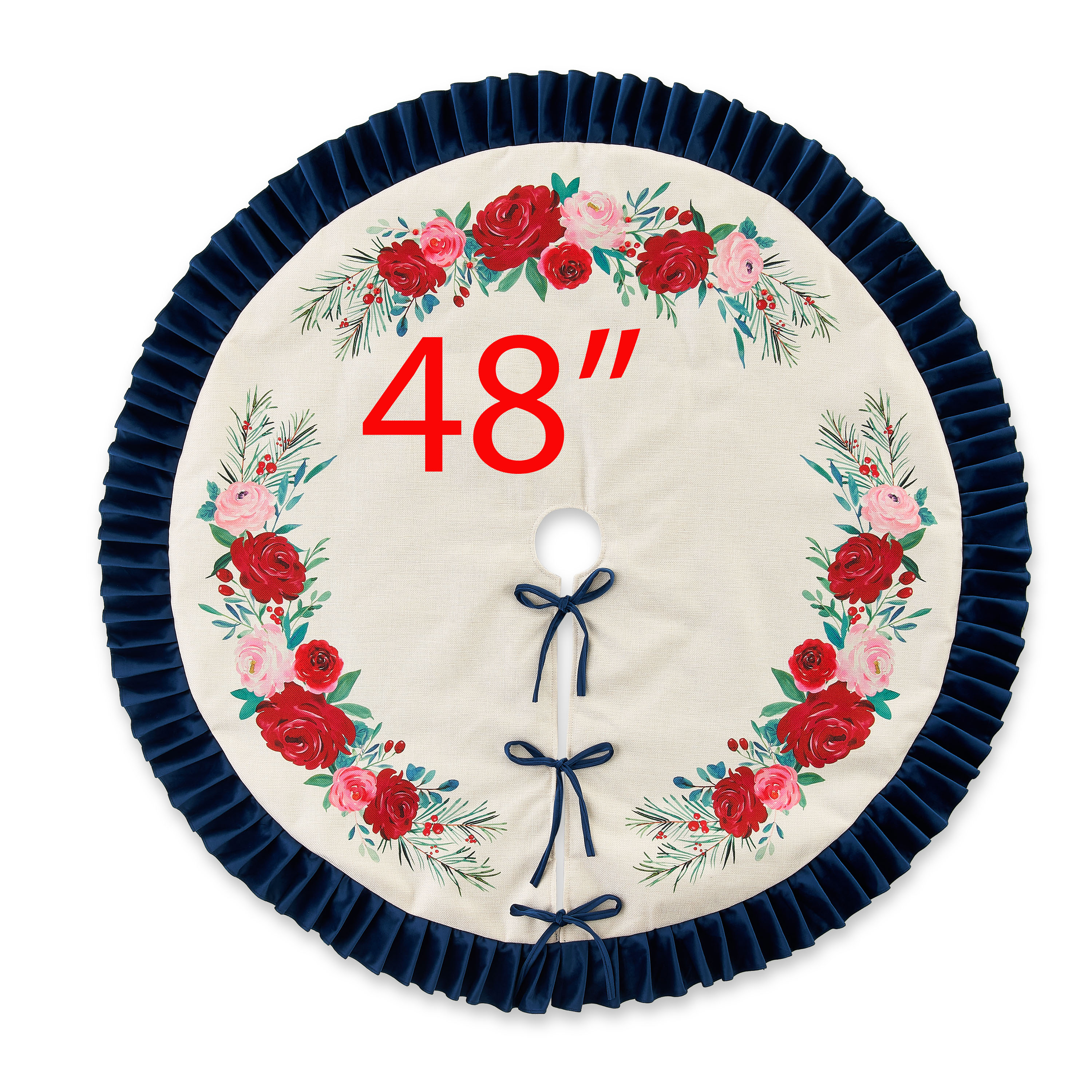 The Pioneer Woman Blue Ruffle & Red Roses Christmas Tree Skirt, 48" - image 4 of 5