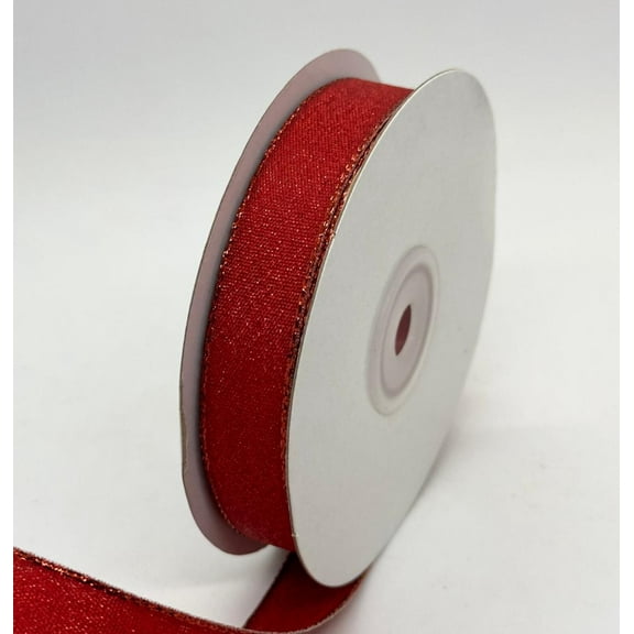 5/8" Shimmering Metallic Edge Ribbon Red (25 Yards)