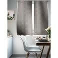 thumbnail image 3 of Black Striped Semi Sheer Window Curtains 63 Inches Long, Modern Simple Farmhouse Beige Vintage Rod Pocket Voile Chiffon Curtain Light Filtering Drapes for Living Room, Kitchen, 52"x63", 2 Panels, 3 of 9