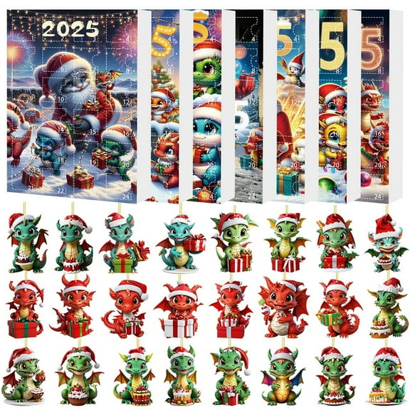 2025 Christmas Countdown Calendar - 24pcs Cute Acrylic Decor-Included Holiday Gift Box, Festive Countdown Tool to Boost Christmas Excitement, Perfect for U.S. Holiday Traditions & Home Gatherings, B