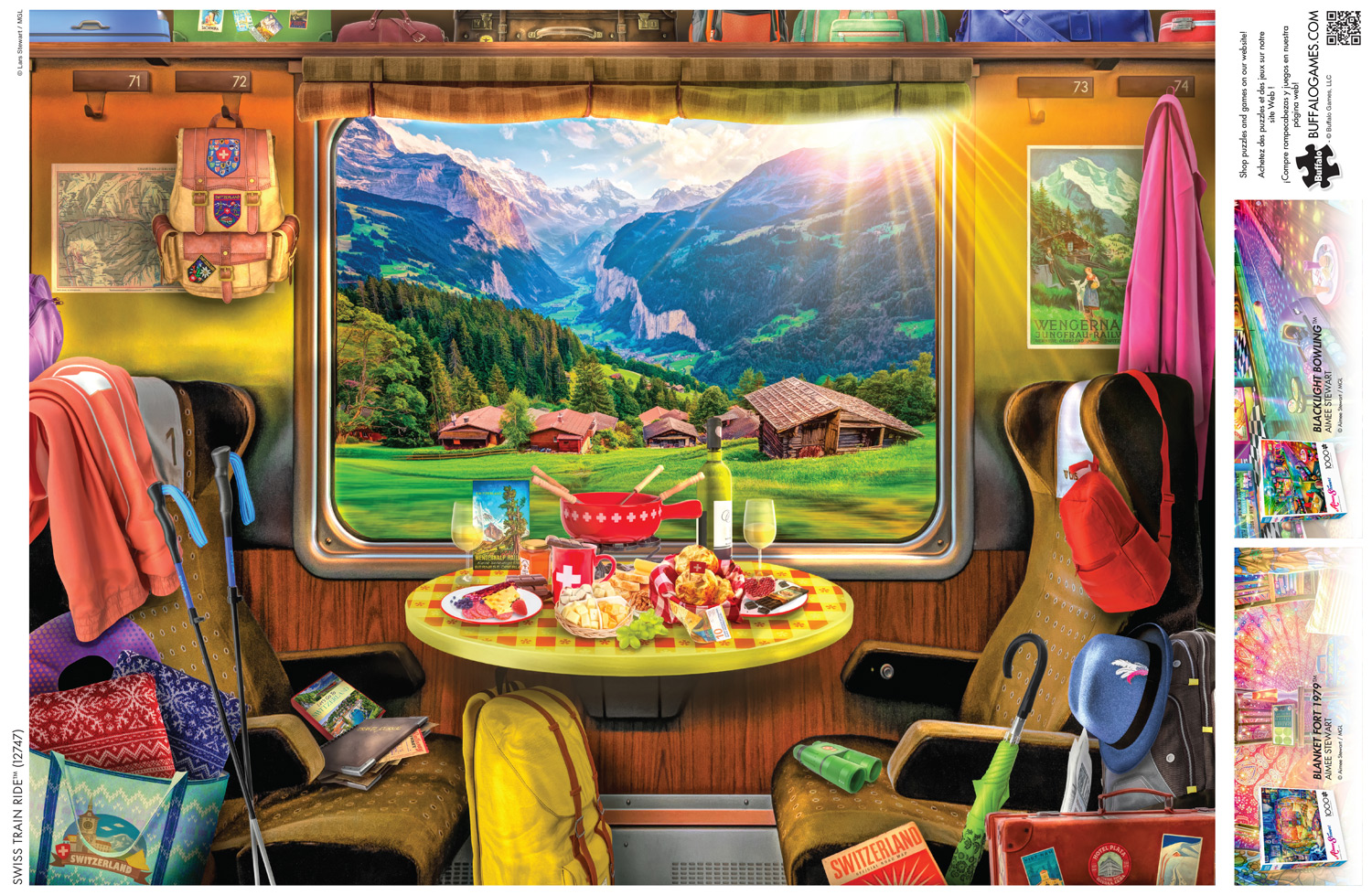 Buffalo Games 1000-Piece Lars Stewart Swiss Train Ride Interlocking Jigsaw Puzzle
