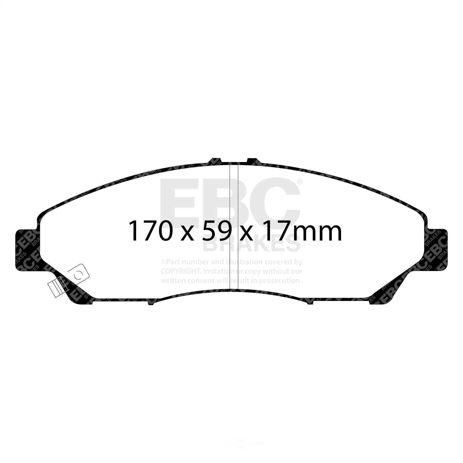 EBC Brakes UD1280 Ultimax OEM Replacement Brake Pads, FMSI Pad No. D1280 Vented 330mm Dia. 47.3mm