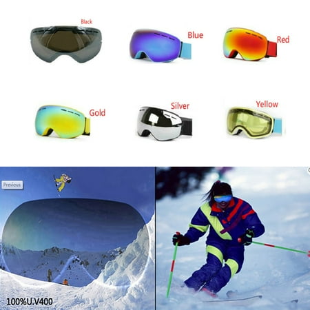 Spherical Series Goggles - Large Spherical Ski Goggles Lens For Men Women Double Skiing Lens Protection Anti-Fogging Ski Night Vision Goggles(Black)