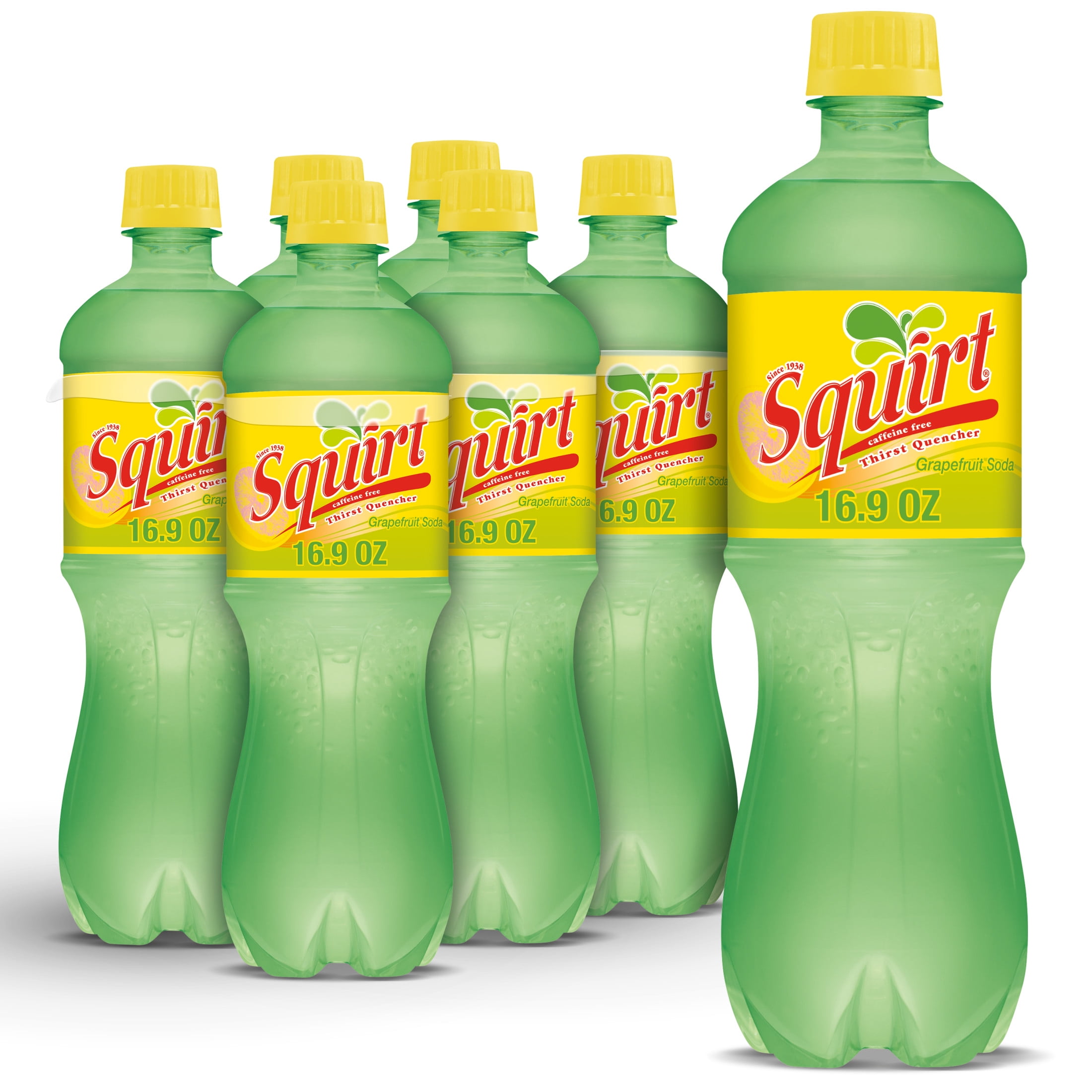 (4 pack) Squirt Caffeine Free Grapefruit Soda Pop, 16.9 fl oz, 6 Pack Bottles