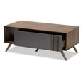 thumbnail image 2 of Bowery Hill Modern Two-Tone Gray and Walnut Finished Wood 1-Drawer Coffee Table, 2 of 9