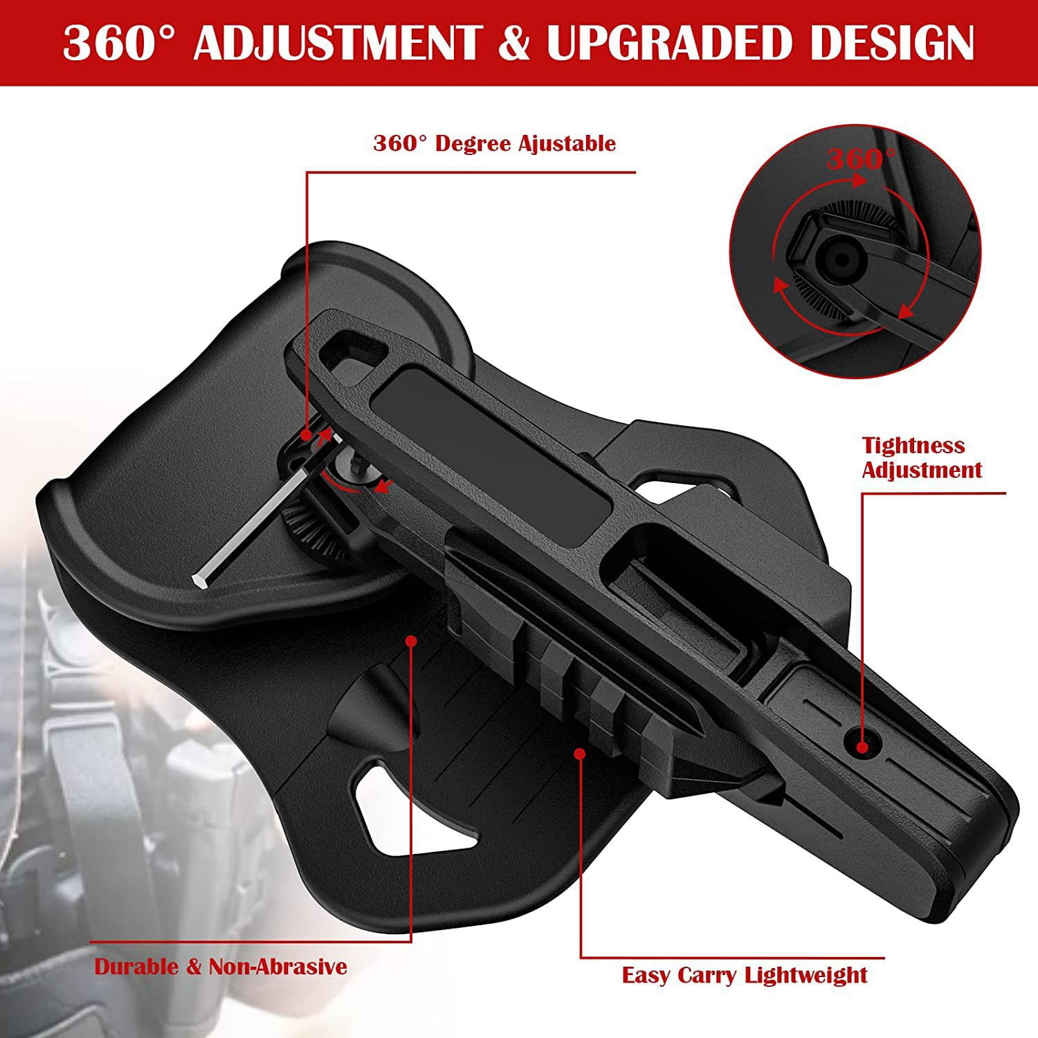 Suitable for all Double Stack Glock 9mm/SW40/357 holsters with integrated rails