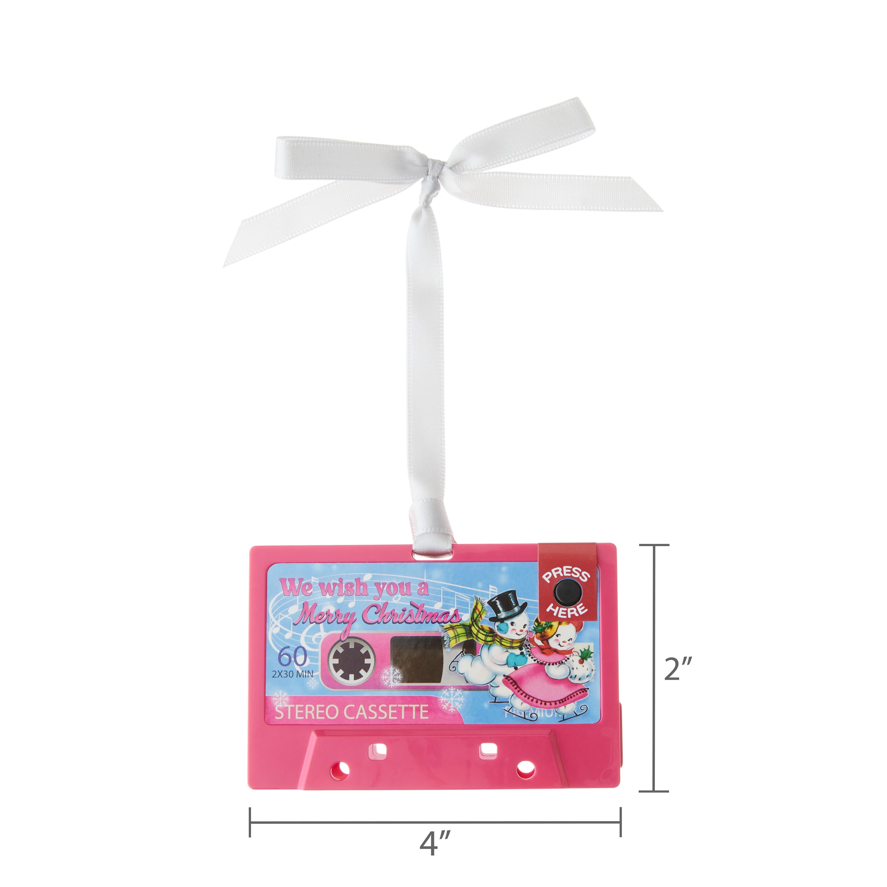 Mr. Christmas Retro Mini Cassette Ornament, Pink