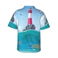 thumbnail image 3 of Bixox Men's Hawaiian Shirts Men's Lighthouse Sea Port Print Short-Sleeve Shirt-3X-Large, 3 of 8